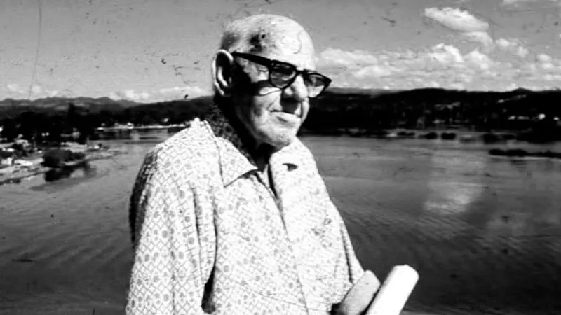 Historic black and white portrait of founder Alfred Neumann
